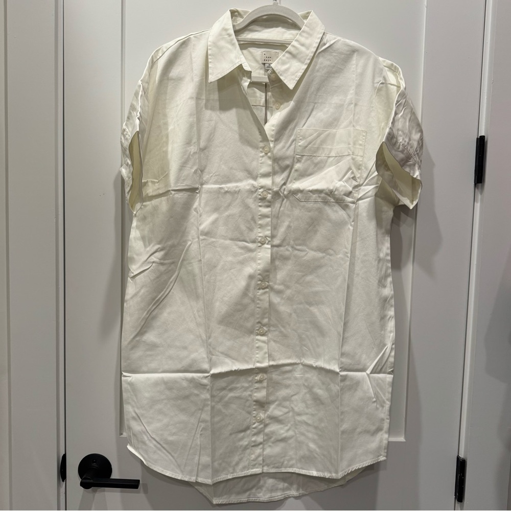 NWT A New Day Women's Short Sleeve Shirtdress White